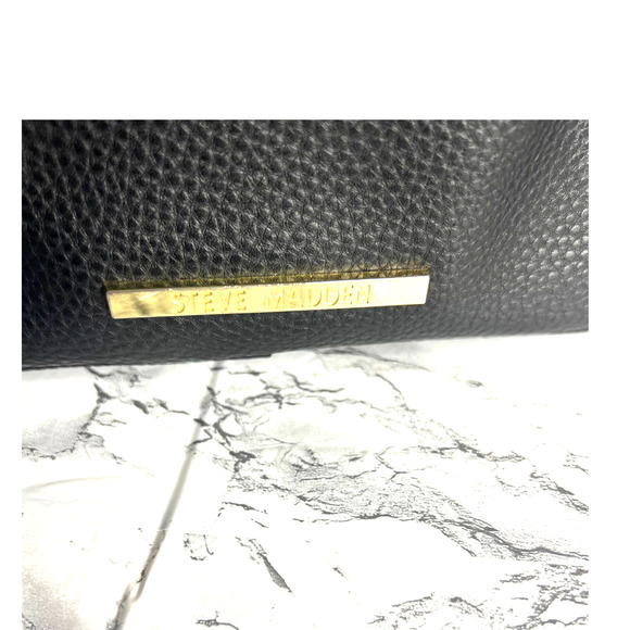 Steve Madden Black Pebbled Leather Shoulder Handbag - Picture 3 of 6
